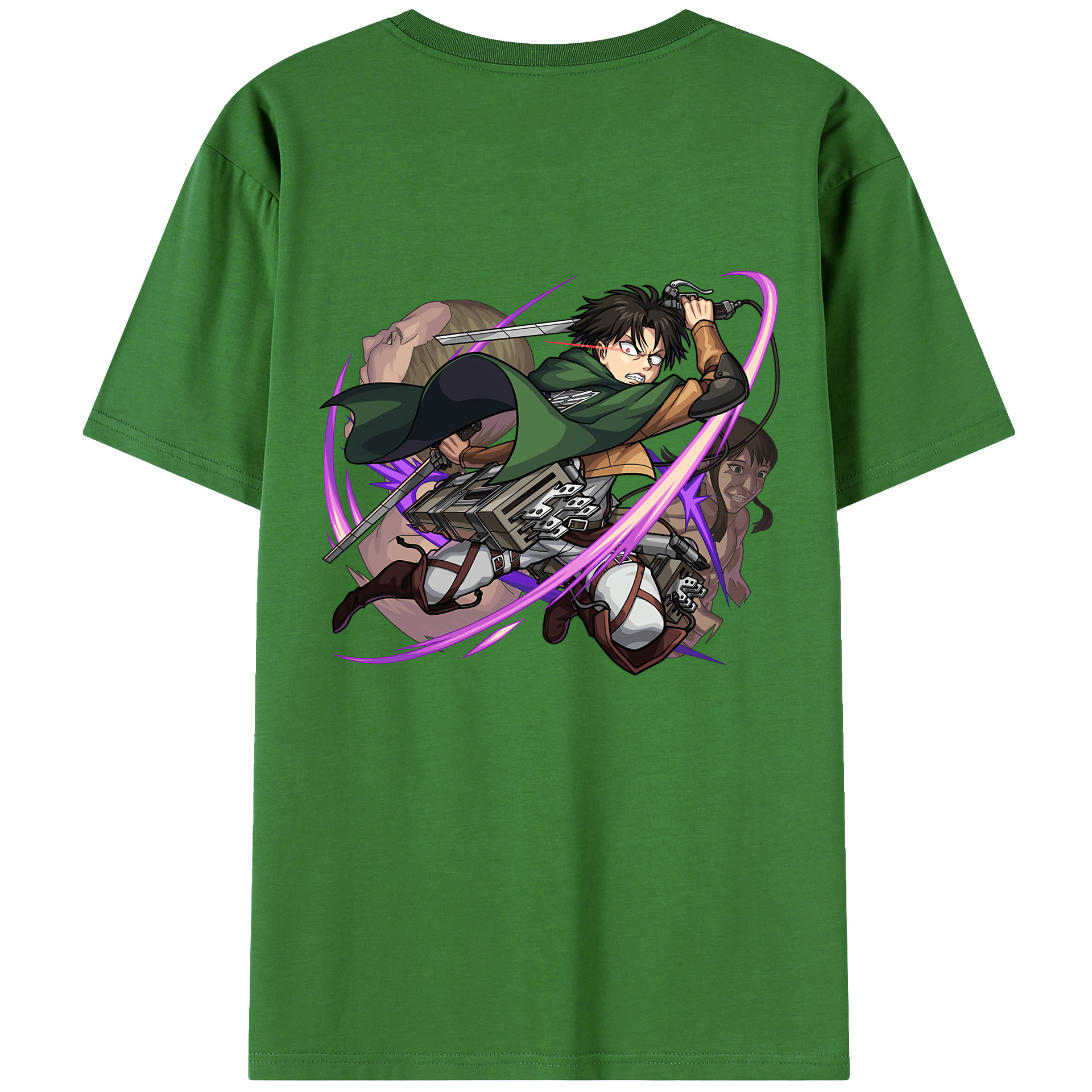 （画像用） 進撃の巨人 リヴァイ·アッカーマン Attack on Titan Levi Ackerman レディース半袖Tシャツ(バックプリント)